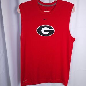NIke Georgia Bulldogs Mens Small Red Sleeveless Tank Top Dri-Fit‎ Athletic Shirt